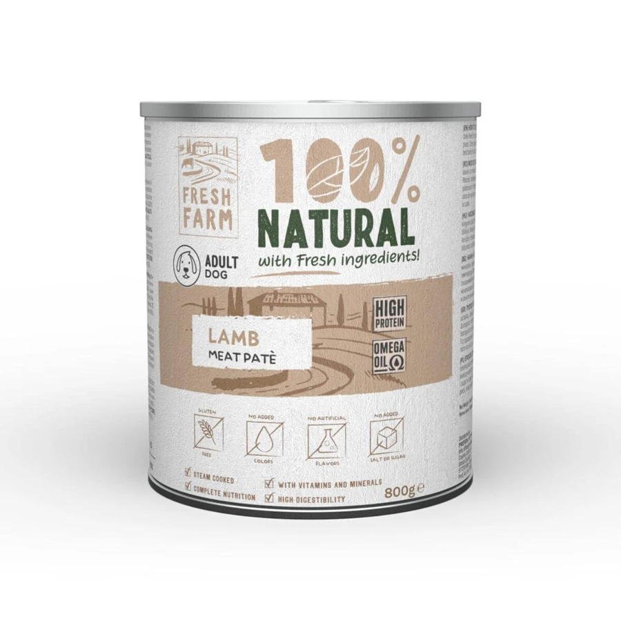 FRESH FARM Smooth, XS-XL, Lamb, canned moist dog food, (pate), 800g