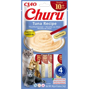 INABA Churu Creamy Senior, Atún, sin cereales bolsa de recompensa gatos mayores, (puré), 56g