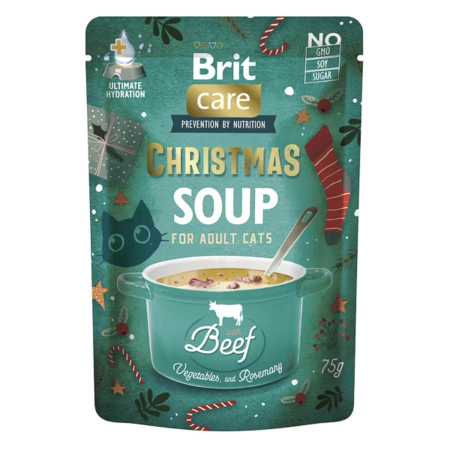 BRIT Christmas Soup, Beef, sachet wet cereal-free cat food, (topping), 75g