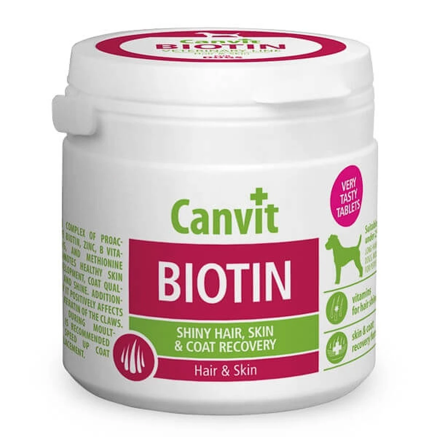 CANVIT Biotine, XS-S, huid & vacht supplement voor honden, fles, 230g
