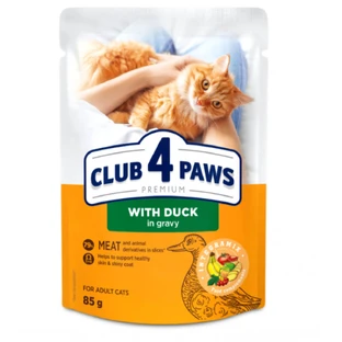 CLUB 4 PAWS, Ente, Beutel Nassfutter für Katzen, (in Sauce), 85g