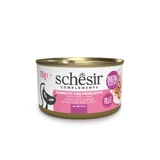 SCHESIR Complementary In Broth, Thunfisch und Schinken, Katzennassfutter in Dosen, (in Suppe), 70g