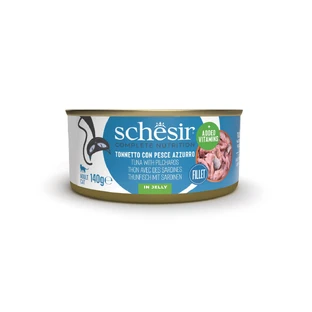SCHESIR Complete Nutrition, Thon et Sardines, nourriture humide en conserve pour chats, (en aspic), 140g