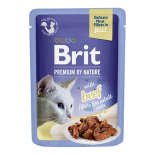 BRIT Premium by Nature Delicate File, Rind, Sachet Nassfutter für Katzen, (in Aspik), 85g