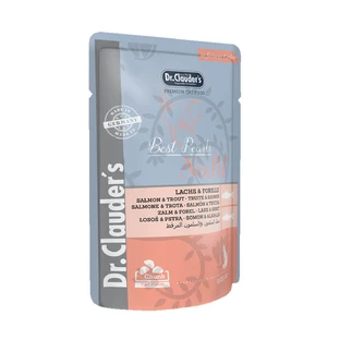 DR. CLAUDER'S, Zalm en Forel, zakje nat kattenvoer, (in aspic), 100g