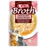 INABA Ciao Broth, Salmone, bustina di cibo umido per gatti senza cereali, (in brodo), 40g