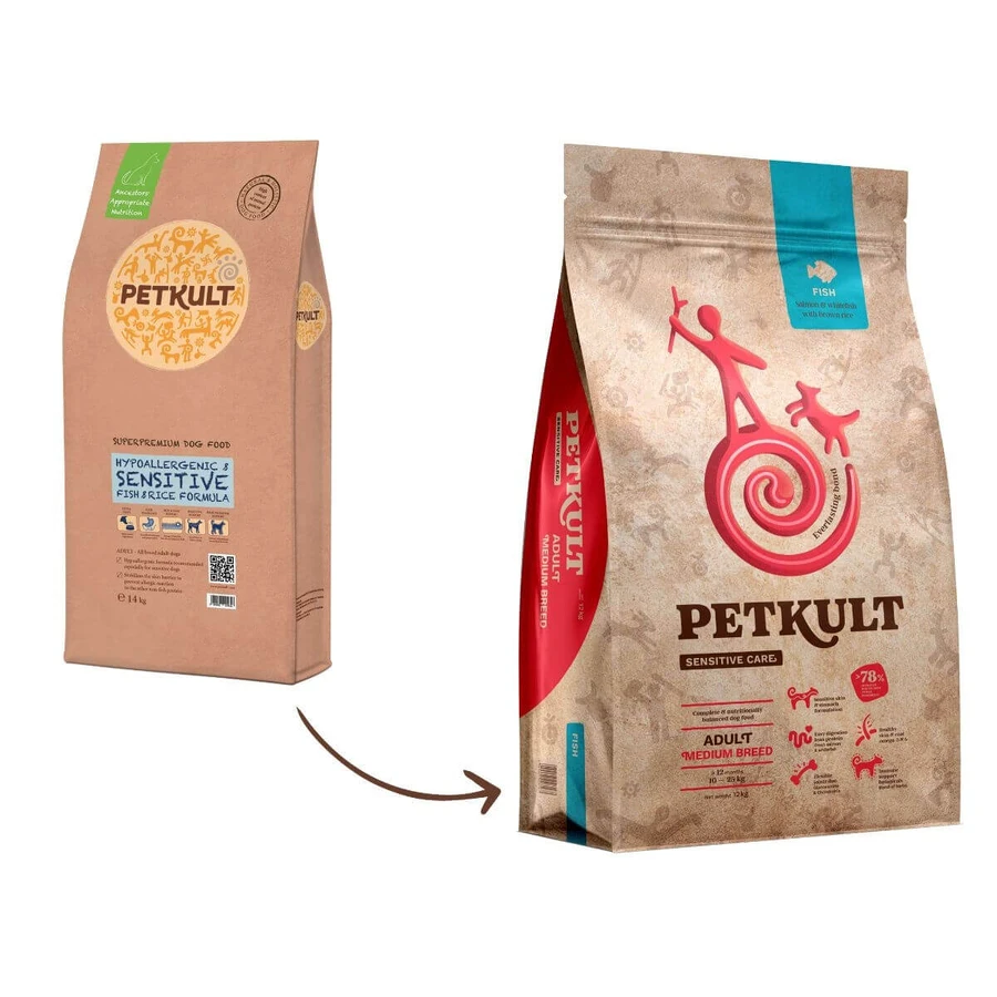 PETKULT Sensitive Care Adult Middelgroot Ras, M, Vis, droogvoer honden, allergieën, 3kg