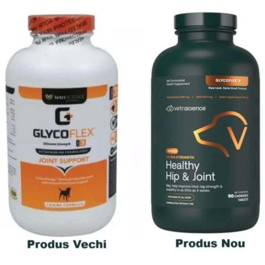 VETRISCIENCE Extra Strength Healthy Hip & Joint (Glycoflex stage3), XS-XL, joint system supplement for dogs, bottle, 90 chewable tablets