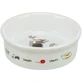 TRIXIE Cat & Mouse, comedero para gatos, redondo, cerámica, blanco, 0,2l, ⌀12cm