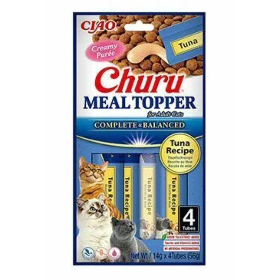 INABA Churu Churu Meal Topper, Thunfisch, Umschlag, Tube, getreidefreie Katzenbelohnung, (Püree), 56g