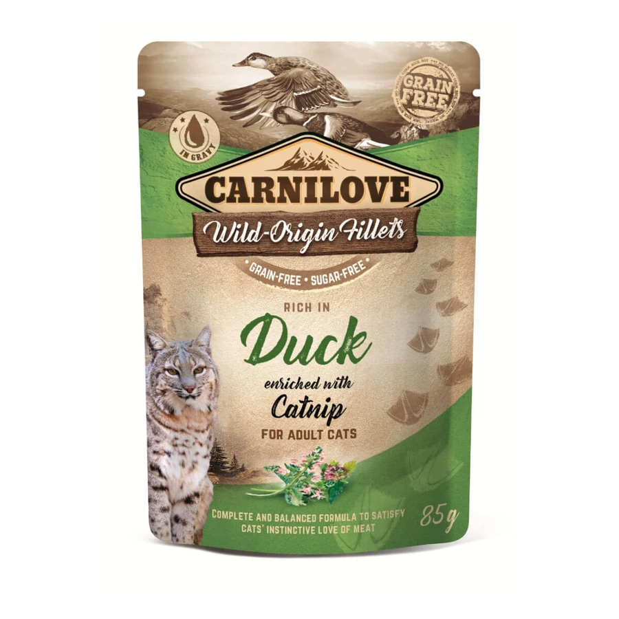 CARNILOVE, Duck Fillet with Catnip, sachet grain-free wet cat food, (in sauce), 85g