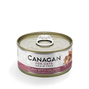 CANAGAN, Tonijn en Zalm, graanvrij natvoer in blik voor junior & volwassen katten, (op eigen sap), 75g