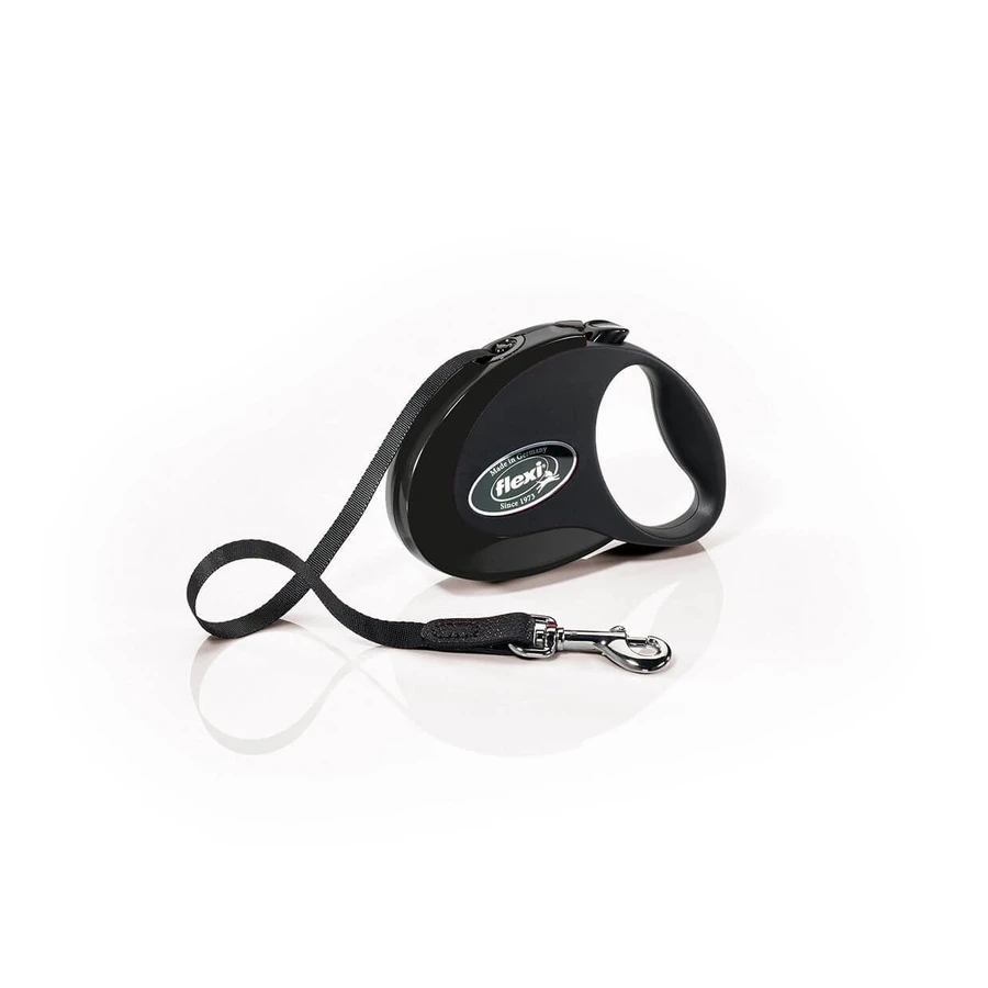 FLEXI Style, intrekbare hondenriem, nylon, zwart, S(12kg, 3m)