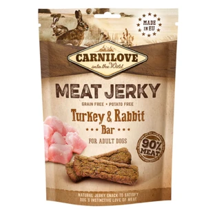 CARNILOVE Jerky, XS-XL, dinde et lapin, sachet récompense sans céréales pour chiens, 100g