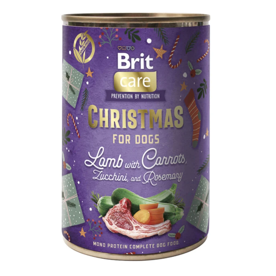 BRIT Christmas Monoprotein, XS-XL, Lamb and Zucchini, canned single protein grain free wet food for dogs, (pate), 400g