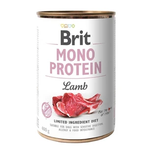 BRIT Mono Protein, Lamb, ingeblikt enkelvoudig eiwit graanvrij natvoer voor honden, (pate), 400g