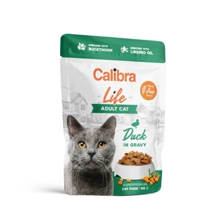 CALIBRA Life, Ente, Beutel mit getreidefreiem Katzenfutter, (in Sauce), 85g