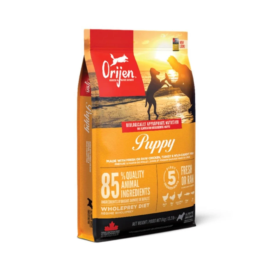 ORIJEN Puppy, XS-XL, Huhn und Pute, getreidefreies Trockenfutter für junge Hunde, 6kg