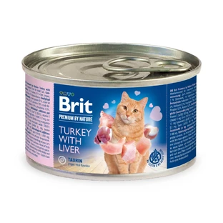 BRIT Premium By Nature, Truthahn und Leber, getreidefreies feuchtes Katzenfutter in Dosen, (Pastete), 200g