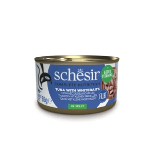 SCHESIR Complete Nutrition, Atún y Anchoas, comida húmeda en lata para gatos, (en aspic), 85g