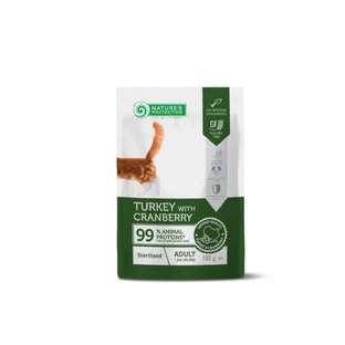 NATURES PROTECTION Gesteriliseerd, Kalkoen en Veenbessen, zakje enkelvoudig eiwit natvoer voor gesteriliseerde katten, (in saus), 100g