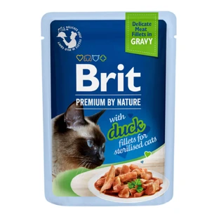 BRIT Premium by Nature Delicate Sterilized File, Ente, Beutel Nassfutter für sterilisierte Katzen, (in Sauce), 85g