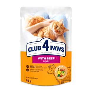 CLUB 4 PAWS, Carne de vaca, comida húmeda para gatos, (en aspic), 85g