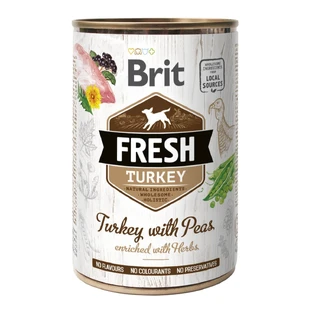 BRIT Fresh, Turkey with Peas, boîte de conserve pour chiens à faible teneur en céréales, (en aspic), 400g