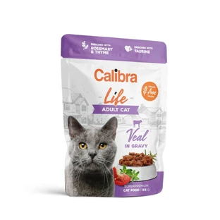 CALIBRA Life, Veal, sachet of wet, grain-free cat food, (in sauce), 85g
