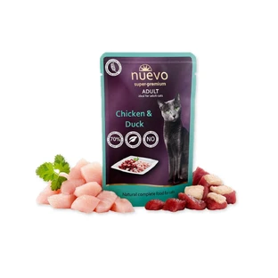 NUEVO, Pollo y Pato, comida húmeda para gatos sin cereales, apetito caprichoso, (paté), 85g, 85g