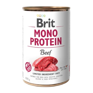 BRIT Mono Protein, Beef, comida en lata sin cereales para perros, (paté), 400g