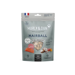MARLY&DAN Hairball, Salmon, graanvrij functioneel beloningszakje voor gesteriliseerde katten, haarbalbeperking, 40g