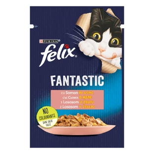 PURINA Felix Fantastic, saumon, sachet de nourriture humide pour chats, (en aspic), 85g