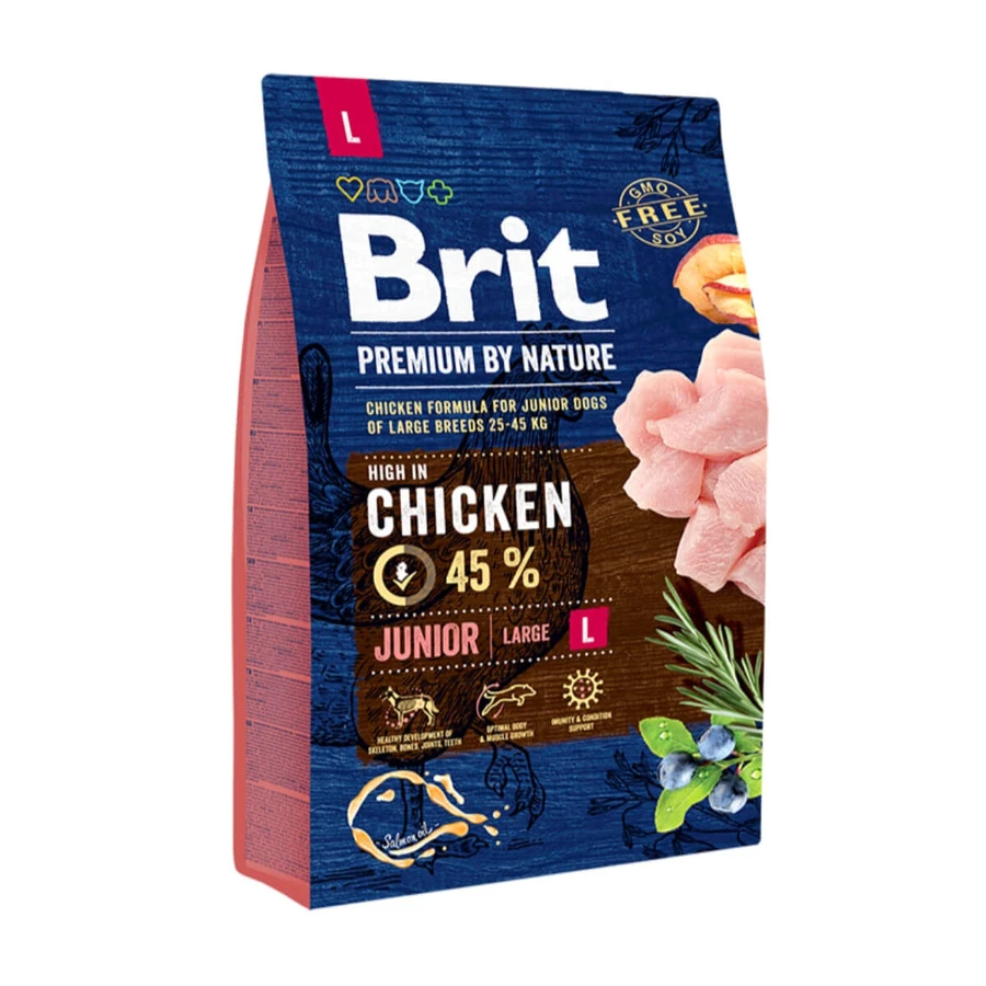 BRIT Premium By Nature Junior Large Breed, L, Huhn, Trockenfutter für junge Hunde, 3kg