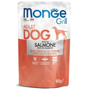 MONGE Grill, XS-XL, Zalm, zakje vochtig hondenvoer, (in eigen sap), 100g