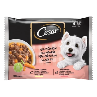 CESAR Selecciones, 2 sabores, envase mixto, sobre comida húmeda, (en salsa), 100g x 4