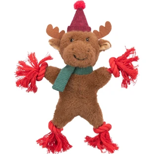 TRIXIE Weihnachten Ren, Spielzeug String Hunde XS-XL, körperliche Aktivitäten, Baumwolle, braun und rot, 32cm