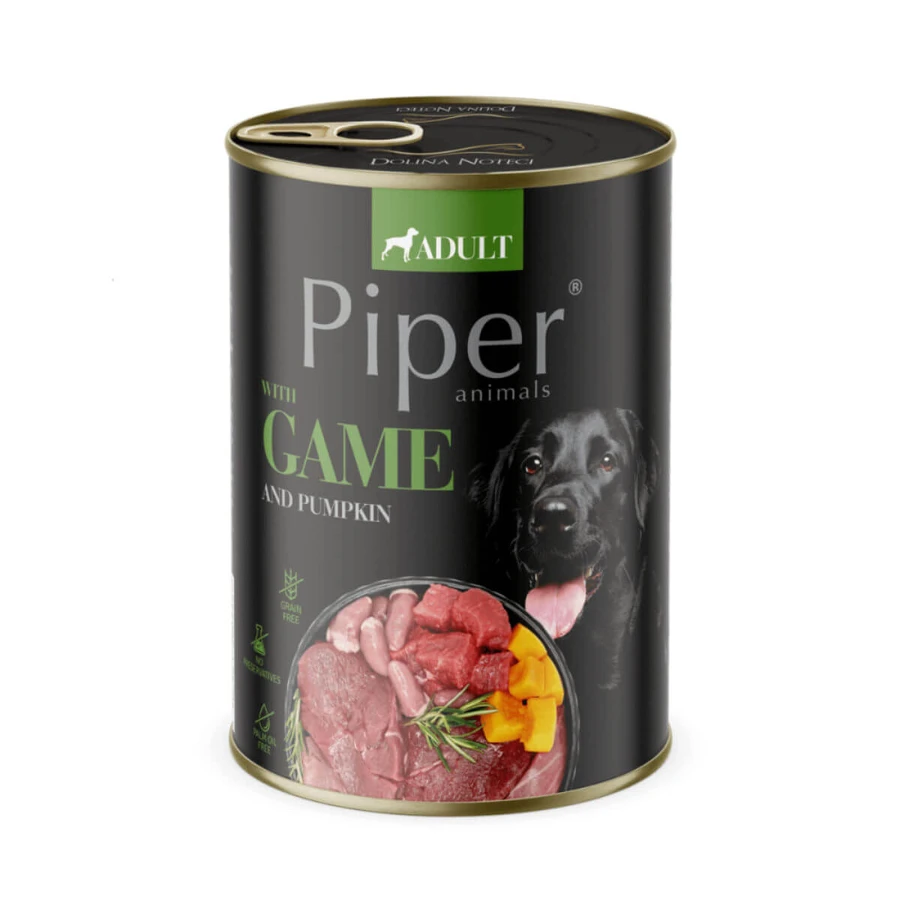 PIPER Animals, XS-XL, Poultry and pumpkin, canned grain-free wet dog food, (in aspic), 400g