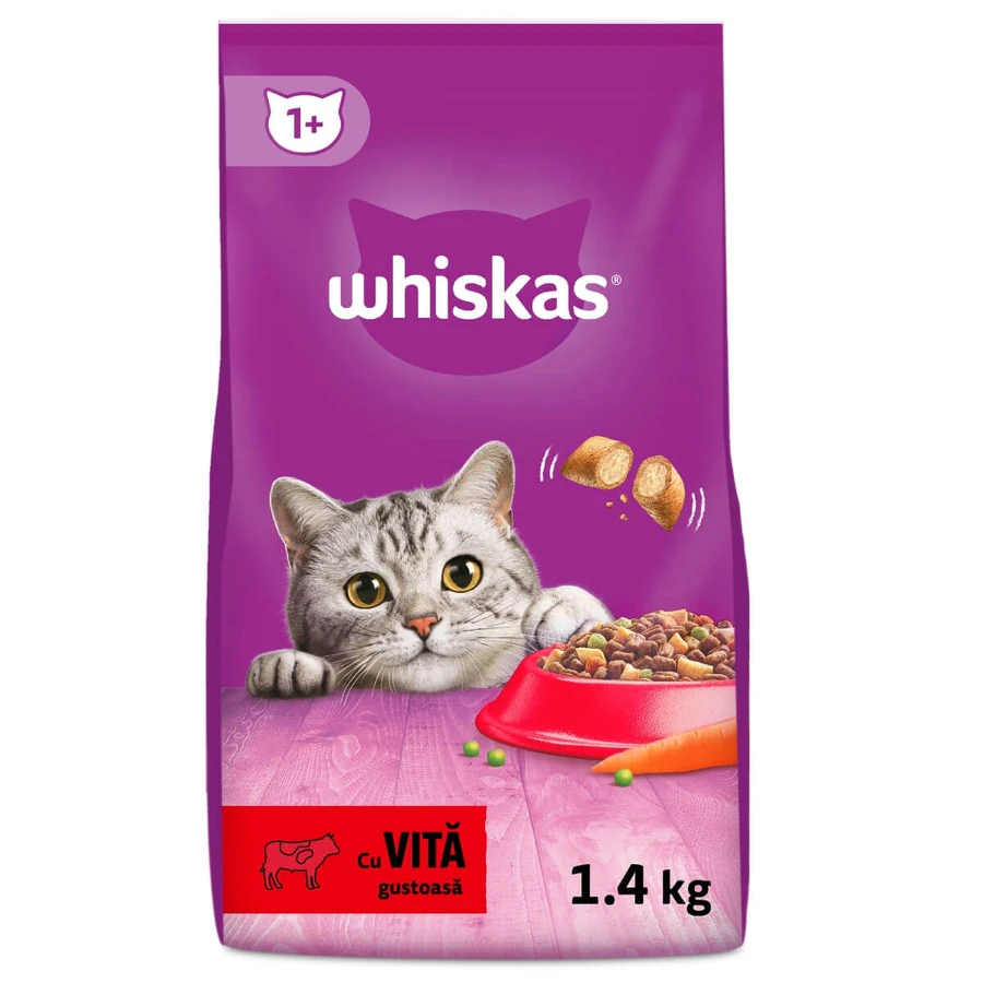 WHISKAS Adult, Rindfleisch, Katzentrockenfutter, 1,4kg