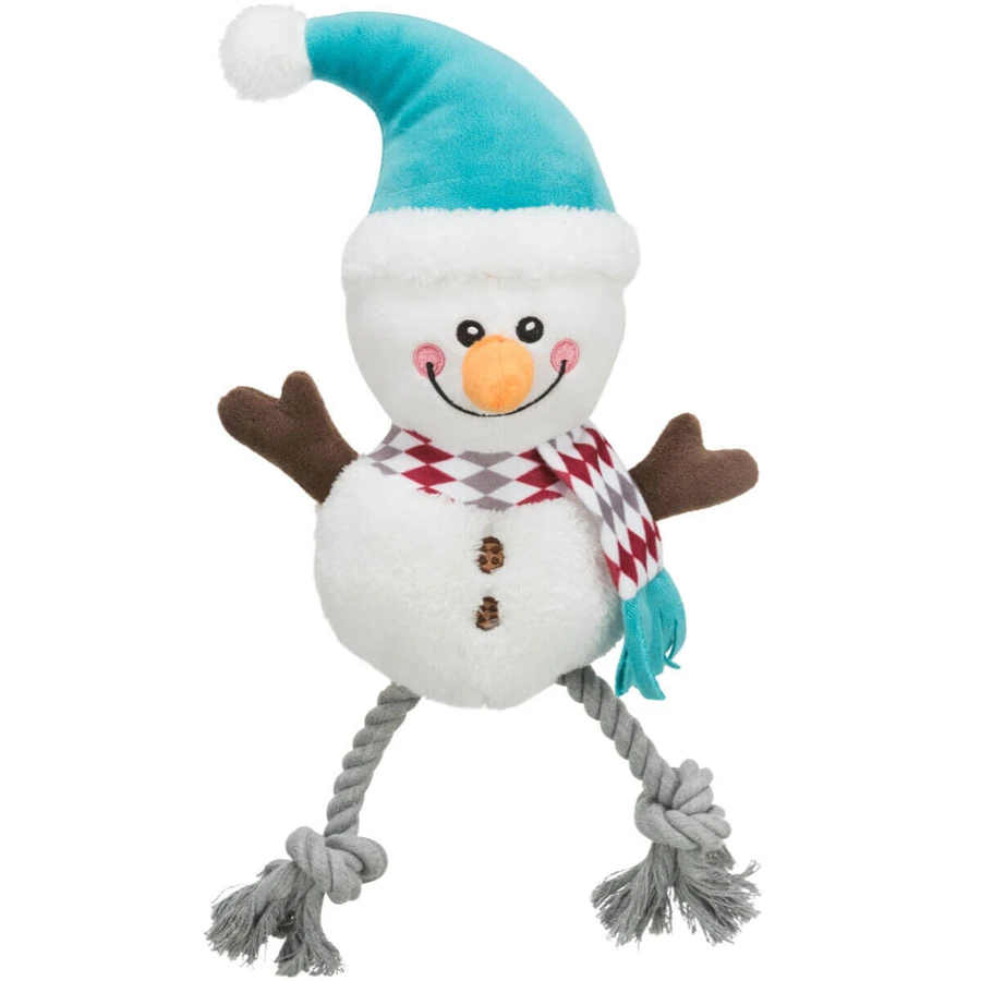 TRIXIE Kerst Sneeuwman, pluche speelgoed honden XS-XL, met geluid, pluche, pluche, wit, 41cm
