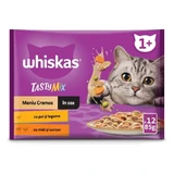 WHISKAS Tasty Mix Creamy Creations, Chicken and Vegetables, Lamb and Turkey, sachet wet cat food, (in sauce), multipack, 85g x 12