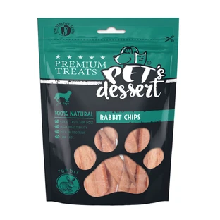 PET'S DESSERT Chips, XS-XL, Rabbit, cereal-free reward bag, dogs, 80g