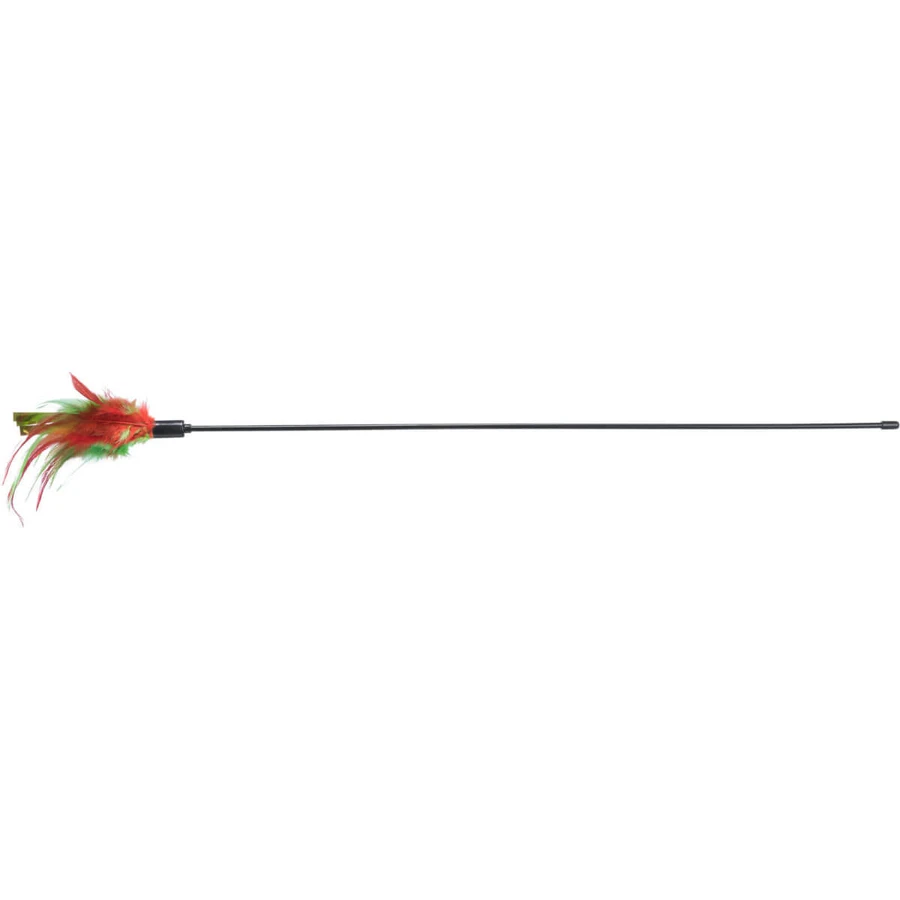 TRIXIE Plumes de Noël, jouet en plumes pour chat, canne à pêche pour chat, activités physiques, plastique, vert et rouge, 50cm