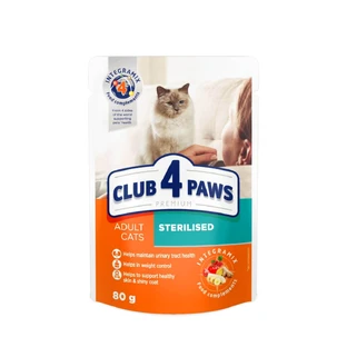 CLUB 4 PAWS Premium Sterilized, Chicken, sachet wet food for sterilized cats, 80g