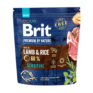 BRIT Premium By Nature Sensitive, Lamm, Trockenfutter für Hunde mit Verdauungsproblemen, 1kg