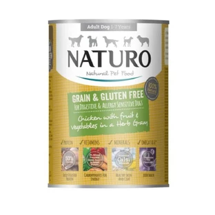 NATURO Graanvrij, XS-L, Kip en Groenten, graanvrij hondenvoer in blik, (in saus), 390g