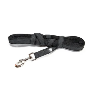 JULIUS-K9 Color & Gray, laisse antidérapante avec poignée pour chiens, 50kg, textile, ruban, 20mm x 5m, noir