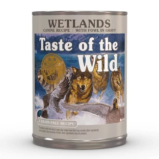 TASTE OF THE WILD Wetlands, Ente, getreidefreies Nassfutter in Dosen, (in Sauce), 390g