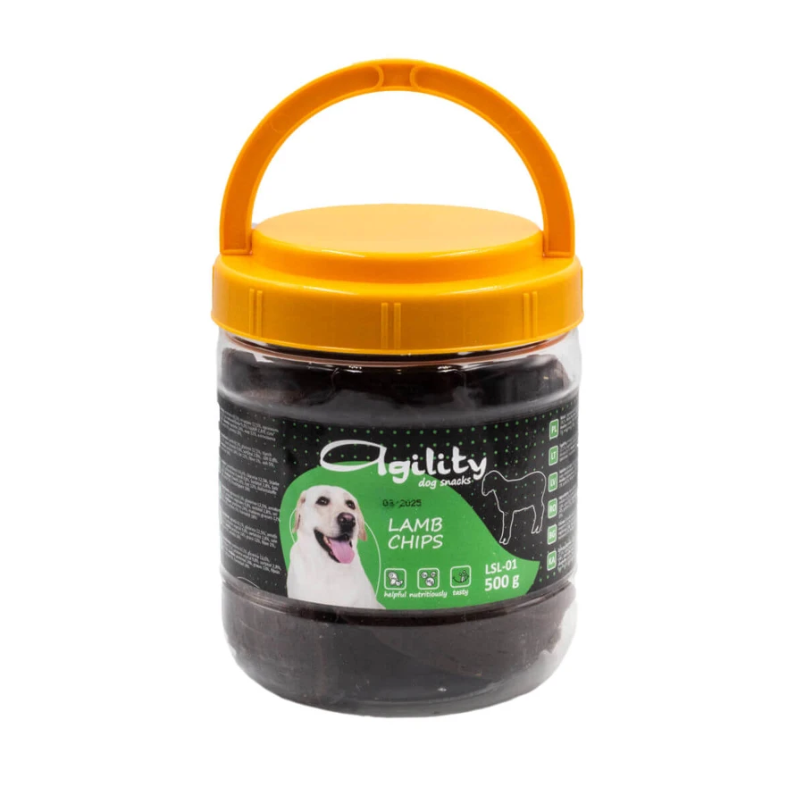 AGILITY Chips, XS-XL, Lamb, bucket rewards dogs, 500g
