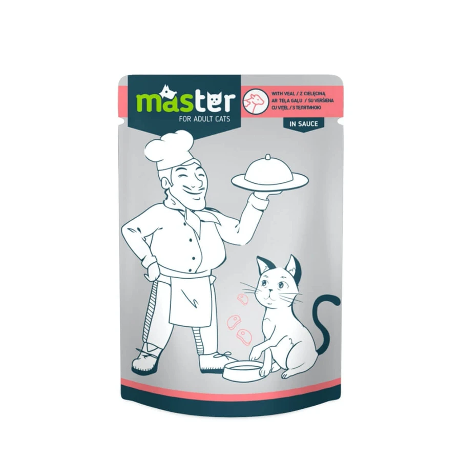 MASTER, Ternera, sobre comida húmeda para gatos, (en salsa), 80g